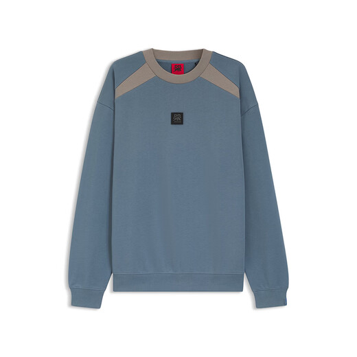 BOSS26 new men's pullover sweatshirt X RB cotton terry cloth sweatshirt bull pattern soft loose top gray blue XS