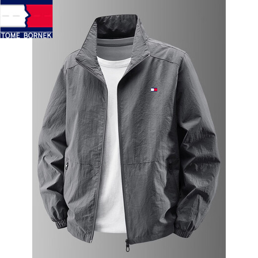 TOME BKOWAIE High-End Jacket Men's Spring and Autumn Thin Men's Versatile Casual Stand-Collar Sports Jacket Windproof Breathable Soft Shell Jacket HL250218A Army Green XL Recommendation 135-150Jin Jin equals 0.5 kg