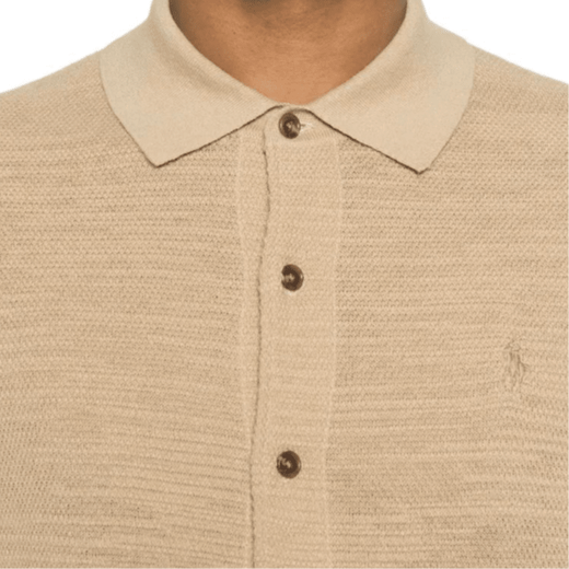 RALPH LAUREN Ralph Lauren универсальная и модная повседневная однобортная мужская однобортная рубашка с длинными рукавами из текстурированного хлопка и льна с лацканами, светло-бежевого цвета, L