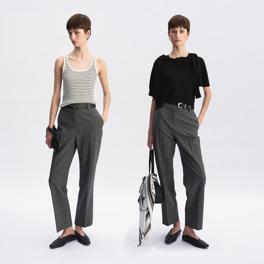 MARIUS Queen Street plaid version Japanese NIKKE wool knotted yarn plaid six-button suit/nine-point pants gray and white plaid suit L