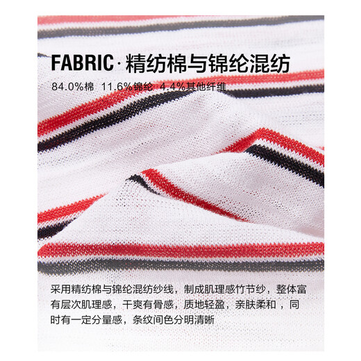 Jin Yujie's 2026 summer new product thin and transverse striped long-sleeved sweater women's medium loose inner wear S262SW318Y urban red and white stripes S suitable for 110Jin Jin equal to 0.5 kg or less