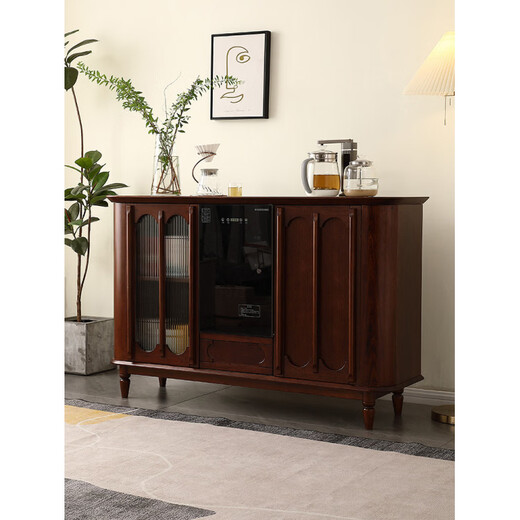 He Jiagong Máquina inteligente de barra de té de madera maciza Gabinete de almacenamiento Aparador integrado Hogar de estilo chino con gabinete de té completamente automático Refrigerador inteligente de tres puertas Máquina de barra de té (blanco leche perla) Tipo de calefacción Hielo caliente