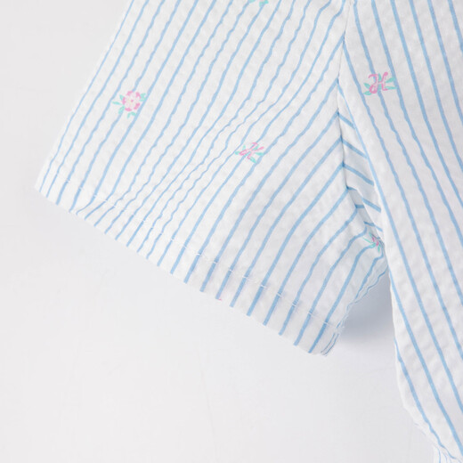 HAZZYS children's clothing girls' dress 2026 summer new arrival middle and older children's sweet classic striped half-sleeved skirt rain glaze blue 120