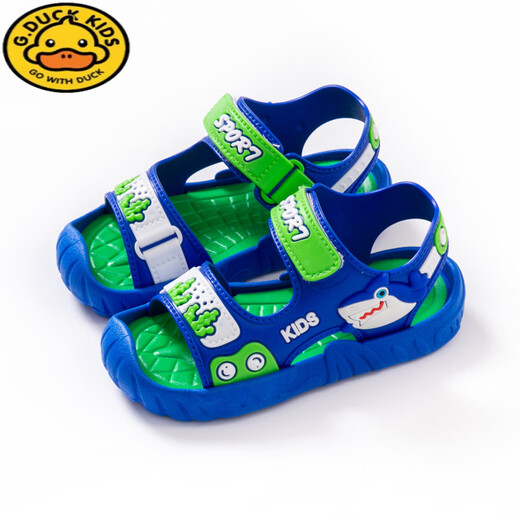 G.duck boys' sandals, children's summer shoes 2026 new soft-soled anti-slip anti-slip anti-kick beach shoes for middle and large children, gray 24, inner length 15.5cm, suitable for feet 14.5cm long