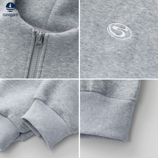 Navigare意大利小帆船男士重磅开衫卫衣男连帽春季潮牌外套26新款美式上衣 藏青色 M