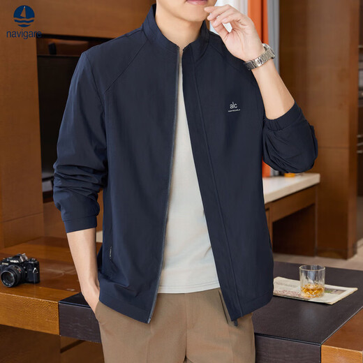 Navigare Italian Small Sailing 2026 New Stand Collar Jacket Men's Spring and Autumn Thin High-end Business Jacket Casual Top Navy Blue L