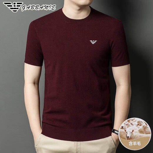 Armani (ARMANI) high-end short-sleeved cardigan men's thin sweater half-sleeved round neck solid color spring and autumn bottoming sweater AG/8829 medium gray M 165