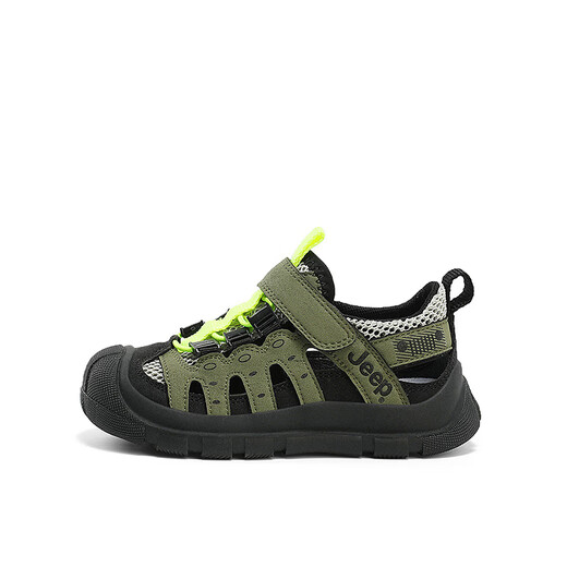 JEEP children's sandals 2025 summer new style comfortable and lightweight girls' shoes trendy boys' sandals convenient Velcro 7278 black and white 27 / inner length about 17.2 cm