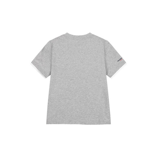 Hush Puppies children's clothing for boys and girls 2026 spring and summer new knitted solid color fake two-piece crew neck T-shirt floral gray 170 cm