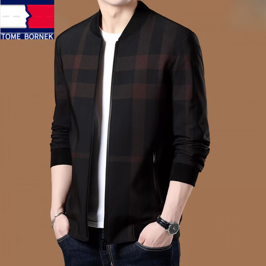 TOME BKOWAIE light luxury high-end jacket men's spring and autumn 2026 new baseball collar casual jacket men's 8623 black spring and autumn style XL 180 recommended 135-150 Jin Jin equals 0.5 kg
