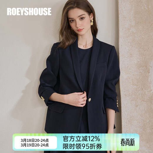 ROEYSHOUSE Luo Yi Senior Professional Suit Jacket Spring Fashion Navy Blue Commuting Slim Suit 11694 Navy Blue S