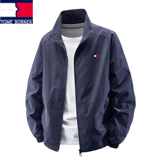 TOME BKOWAIE High-End Jacket Men's Spring and Autumn Thin Men's Versatile Casual Stand-Collar Sports Jacket Windproof Breathable Soft Shell Jacket HL250218A Army Green XL Recommendation 135-150Jin Jin equals 0.5 kg