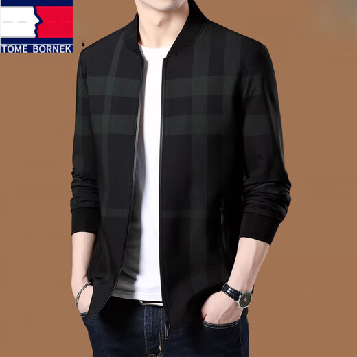 TOME BKOWAIE light luxury high-end jacket men's spring and autumn 2026 new baseball collar casual jacket men's 8623 black spring and autumn style XL 180 recommended 135-150 Jin Jin equals 0.5 kg