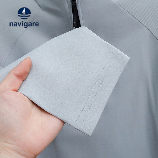 Navigare men's half-zip sweatshirt thin spring and autumn sun protection quick-drying stand-up collar outdoor sports top casual bottoming shirt khaki YSGJ-WBS2605 M