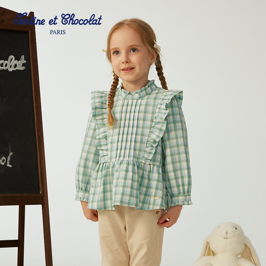 TARTINE ET CHOCOLATtartineetchocolat French chocolate children's clothing girls long-sleeved shirt CIBAF3844A indigo 120