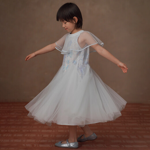 Hacikis children's clothing summer girls' vest dress sequined mid-length skirt with shawl Elsa princess dress baby mermaid skirt