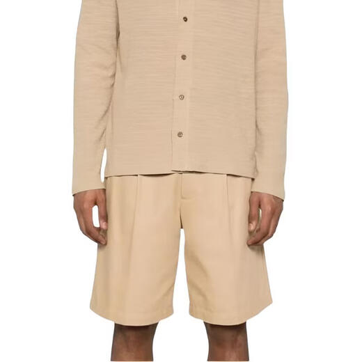 RALPH LAUREN Ralph Lauren универсальная и модная повседневная однобортная мужская однобортная рубашка с длинными рукавами из текстурированного хлопка и льна с лацканами, светло-бежевого цвета, L