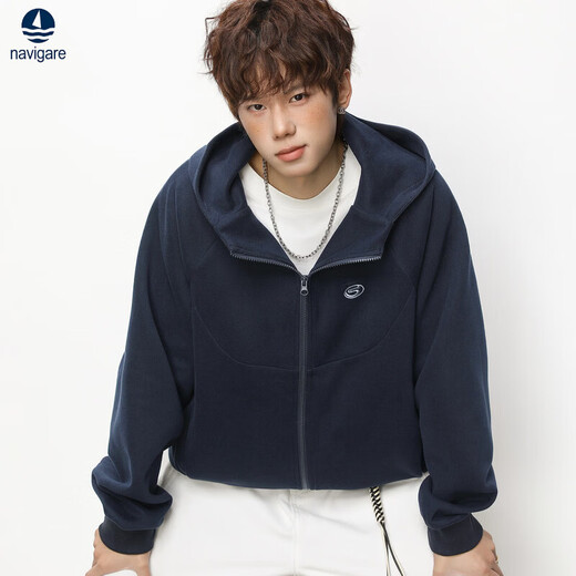 Navigare意大利小帆船男士重磅开衫卫衣男连帽春季潮牌外套26新款美式上衣 藏青色 M