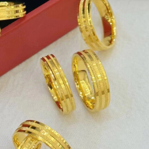 Fu Yunli Three Lives Three Worlds Gold Couple Ring 999 Pure Gold Pure Gold Ring Ring for Men and Women as Gifts for Girlfriends Three Lives Three Worlds Rings Pair Approximately 12.3-12.5g