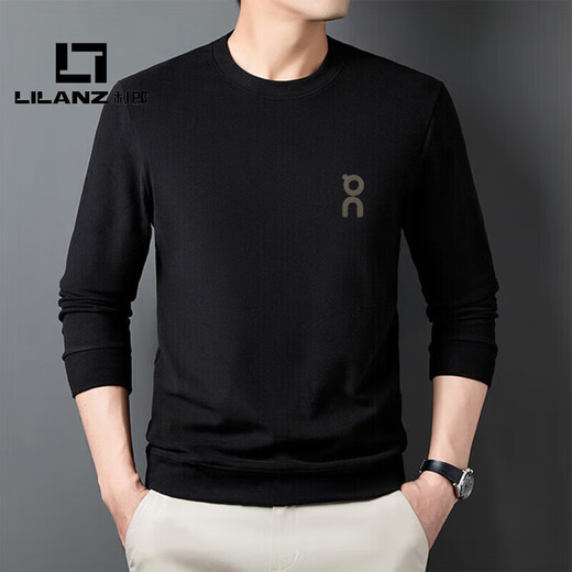 LILANZ official young and middle-aged men's long-sleeved sweatshirt 2026 spring new long-sleeved T-shirt flagship official black 2XL 185/96A