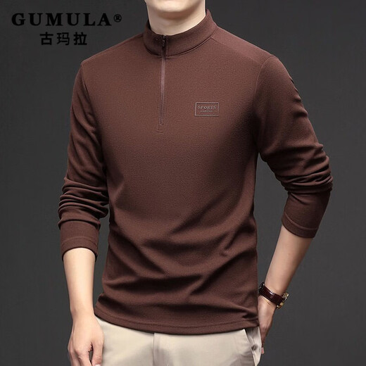 GUMALA high-end brand DeRong sweatshirt men's 2026 spring and autumn new half-zip bottoming shirt stand-up collar long-sleeved T-shirt men's black M recommended 90-110