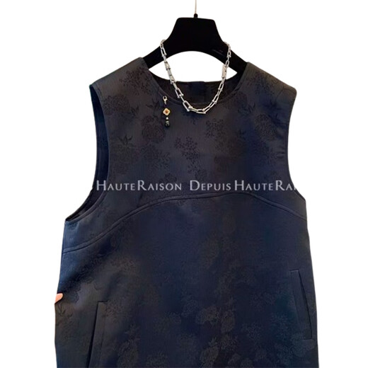 Nanbowan New Chinese Jacquard pendentif haut de gamme chinois de style chinois robe veste femme de femme à la robe droite mm douce noir (super fée petit sens de conception de style de saveur) 3884 xl 125150jin [Jin est égal à 0,5 kg]