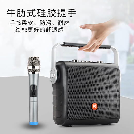 Bader Fenghua Portable K-Song Heavy Bass Square Dance Audio Bluetooth Trolley Outdoor Portable High-Power Speaker with Wireless Microphone Teaching Conference Mobile Amplification Upgraded Version (No Microphone)