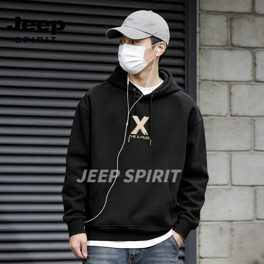 JEEP SPIRIT Hooded Sweatshirt Men's 2026 Spring New Loose Casual Versatile Jacket Men's Clothing Trendy Men's Clothing Blue S
