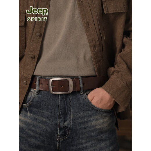 Jeep (JEEP) anti-allergic pure luxury new cowhide belt men's casual handmade belt men's genuine leather pin buckle retro trouser belt trend 1047 [retro bronze buckle] thickened belt 130cm