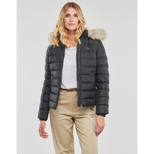 TOMMY JEANS Women's High-end Down Jacket Hooded Cold Warm Black Jacket Winter New Top Women DW0DW08588 Black XXS
