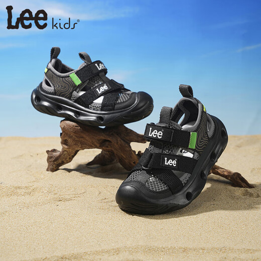 LEE KIDS children's shoes summer new children's Baotou beach sandals for girls hollow breathable wading shoes for boys and girls black 29