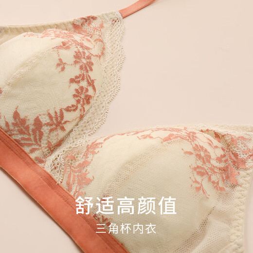 金三塔无钢圈真丝聚拢文胸透气舒适唯美轻薄仙女内衣蕾丝文胸 云曦白 S