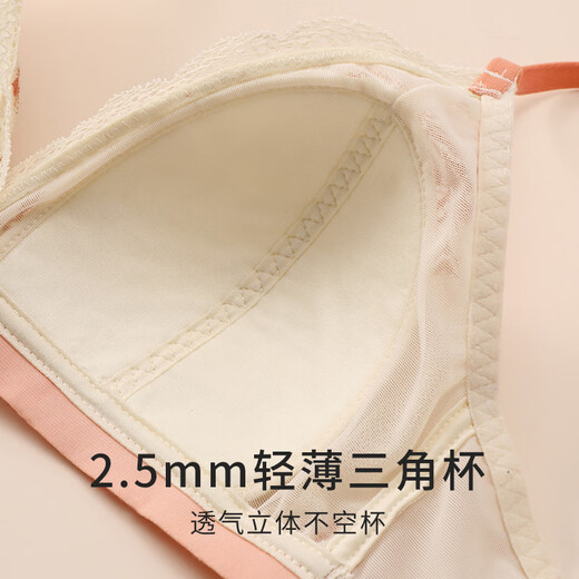 金三塔无钢圈真丝聚拢文胸透气舒适唯美轻薄仙女内衣蕾丝文胸 云曦白 S