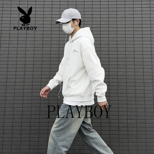 Playboy Hooded Sweatshirt Men's 2026 Spring New Loose Versatile Jacket Male Student Casual Sports Tops Men's Dark Gray S 95-120Jin Jin is equal to 0.5 kg
