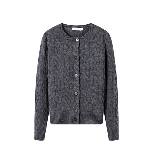 Navigare Italian sailing women's cardigan autumn and winter warm casual knitted cardigan fashionable simple rope sweater women dark rock grey L