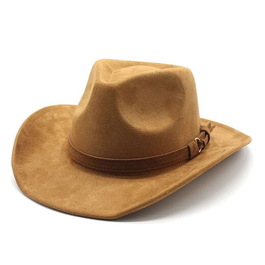 Hengyuanxiang new European and American style woolen hat suede men and women couple hat woolen western cowboy hat camel suede M56-59cm