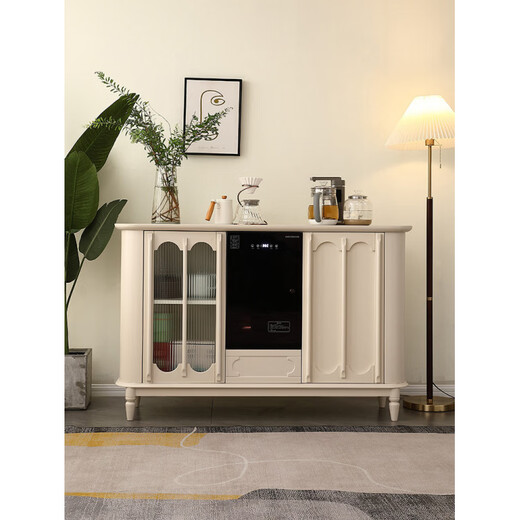 He Jiagong Máquina inteligente de barra de té de madera maciza Gabinete de almacenamiento Aparador integrado Hogar de estilo chino con gabinete de té completamente automático Refrigerador inteligente de tres puertas Máquina de barra de té (blanco leche perla) Tipo de calefacción Hielo caliente