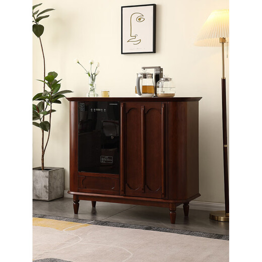 He Jiagong Máquina inteligente de barra de té de madera maciza Gabinete de almacenamiento Aparador integrado Hogar de estilo chino con gabinete de té completamente automático Refrigerador inteligente de tres puertas Máquina de barra de té (blanco leche perla) Tipo de calefacción Hielo caliente