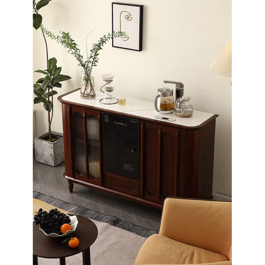 He Jiagong Máquina inteligente de barra de té de madera maciza Gabinete de almacenamiento Aparador integrado Hogar de estilo chino con gabinete de té completamente automático Refrigerador inteligente de tres puertas Máquina de barra de té (blanco leche perla) Tipo de calefacción Hielo caliente