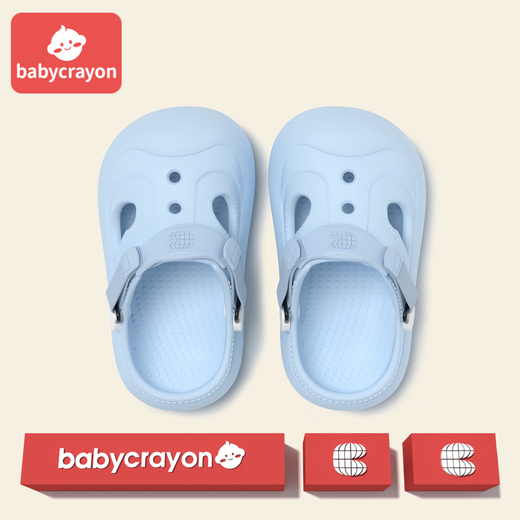 babycrayon稳步儿童洞洞鞋男女小童宝宝凉拖鞋夏外穿2026新款包头防撞拖鞋 蓝色 15 cm内长【150】适合脚长14.5cm