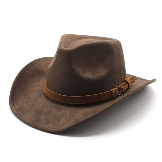 Hengyuanxiang new European and American style woolen hat suede men and women couple hat woolen western cowboy hat camel suede M56-59cm
