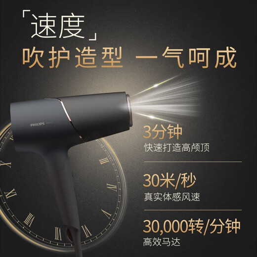 Philips hair dryer fluffy barrel household high-power hair dryer constant temperature hair care high negative ion dual ion care hair dryer birthday gift for girlfriend BHD538/25