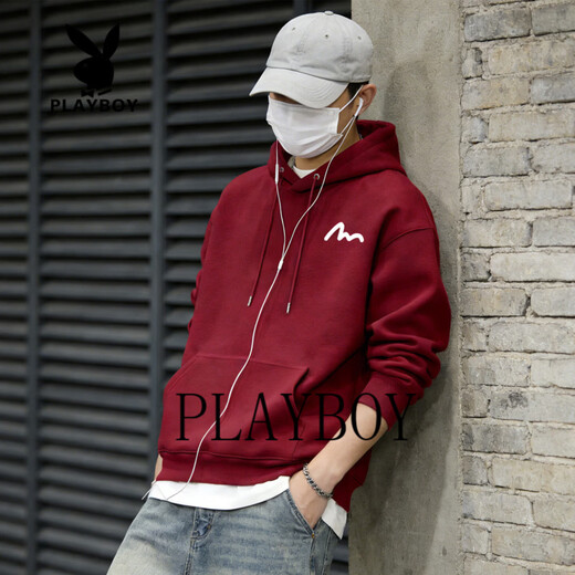Playboy Hooded Sweatshirt Men's 2026 Spring New Loose Versatile Jacket Male Student Casual Sports Tops Men's Dark Gray S 95-120Jin Jin is equal to 0.5 kg