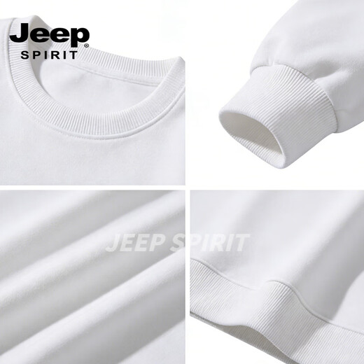 JEEP SPIRIT American Heavyweight Round Neck Sweater Men's 2026 Spring Loose Casual Couple Tops Long Sleeve Bottoming Jacket Blue S