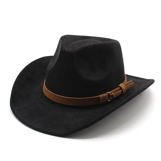 Hengyuanxiang new European and American style woolen hat suede men and women couple hat woolen western cowboy hat camel suede M56-59cm