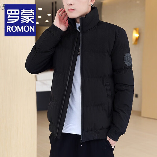 ROMON down jacket men's trendy brand winter 2026 new thickened American trendy work clothes men's warm cotton jacket black XL 120-135Jin Jin equals 0.5 kg