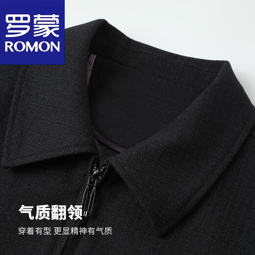 Romon (Romon) Père d'âge moyen et âgé costume de veste décontractée veste pour hommes printemps et automne 40 ans 50 Grand-père d'âge moyen Vêtements masculins 719 Black 170 [95-115Jin [Jin est égal à 0,5 kg]]]
