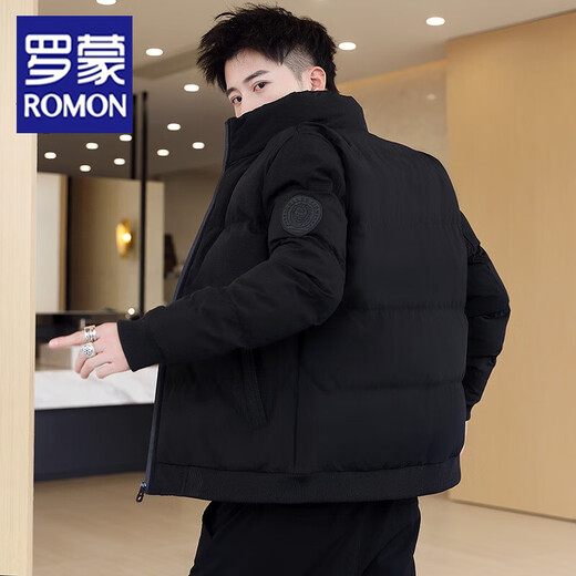 ROMON down jacket men's trendy brand winter 2026 new thickened American trendy work clothes men's warm cotton jacket black XL 120-135Jin Jin equals 0.5 kg