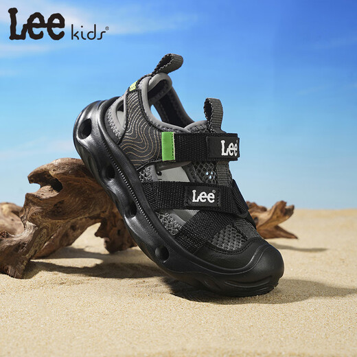 LEE KIDS children's shoes summer new children's Baotou beach sandals for girls hollow breathable wading shoes for boys and girls black 29