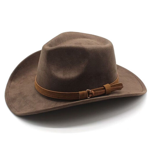 Hengyuanxiang new European and American style woolen hat suede men and women couple hat woolen western cowboy hat camel suede M56-59cm